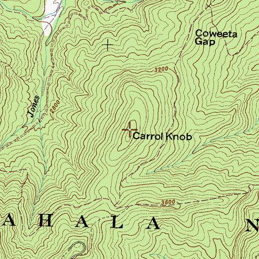 Topographic Map of Carrol Knob, NC