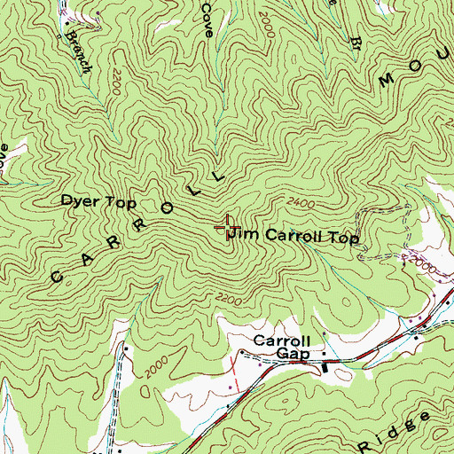 Topographic Map of Carroll Mountain, NC