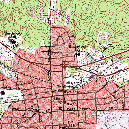 Topographic Map of Cary, NC