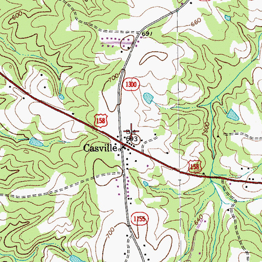 Topographic Map of Casville, NC