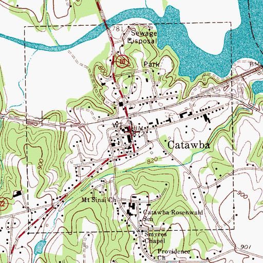 Topographic Map of Catawba, NC