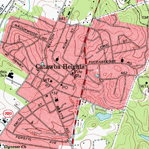 Topographic Map of Catawba Heights, NC