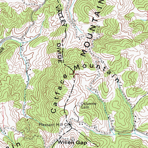 Topographic Map of Catface Mountain, NC