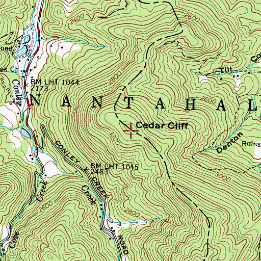 Topographic Map of Cedar Cliff, NC