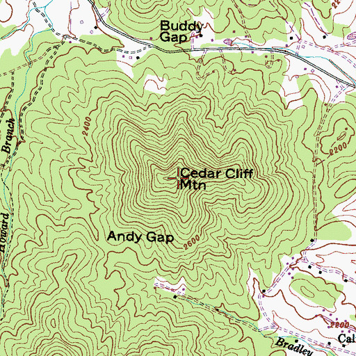 Topographic Map of Cedar Cliff Mountain, NC