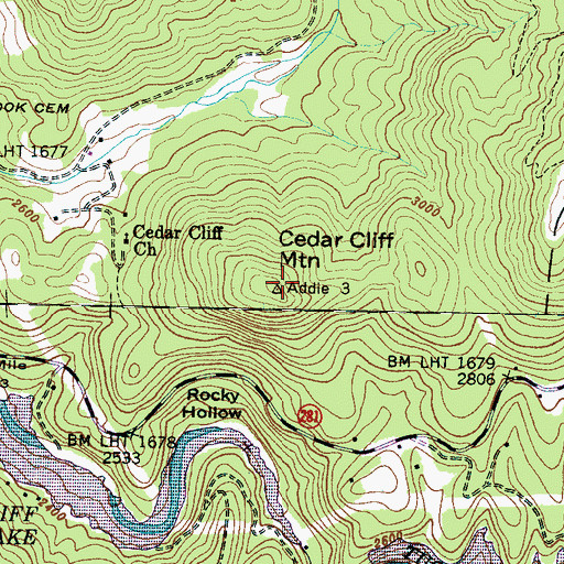 Topographic Map of Cedar Cliff Mountain, NC