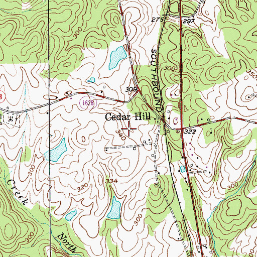 Topographic Map of Cedar Hill, NC