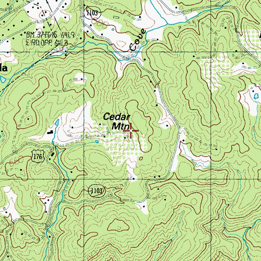 Topographic Map of Cedar Mountain, NC