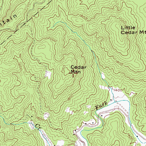 Topographic Map of Cedar Mountain, NC