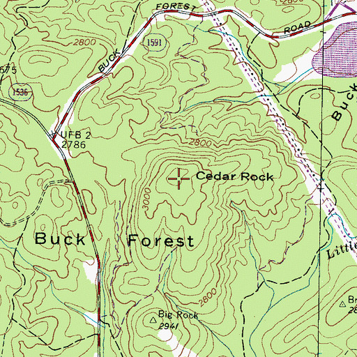Topographic Map of Cedar Rock, NC