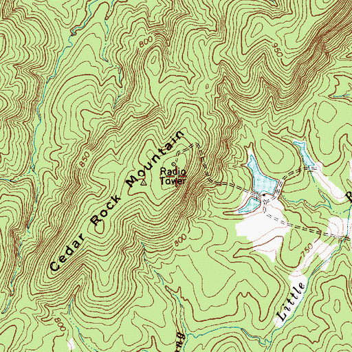 Topographic Map of Cedar Rock Mountain, NC