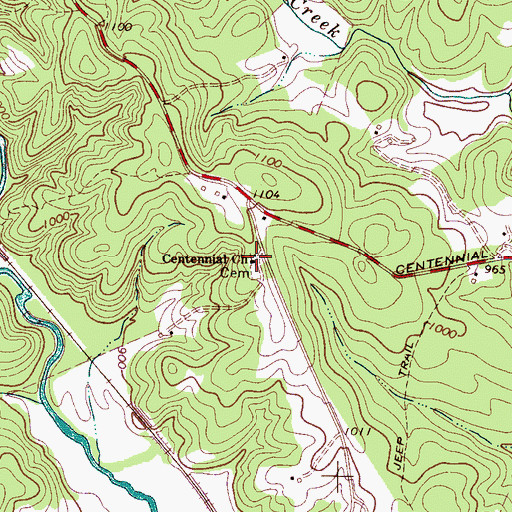 Topographic Map of Centennial Church, NC