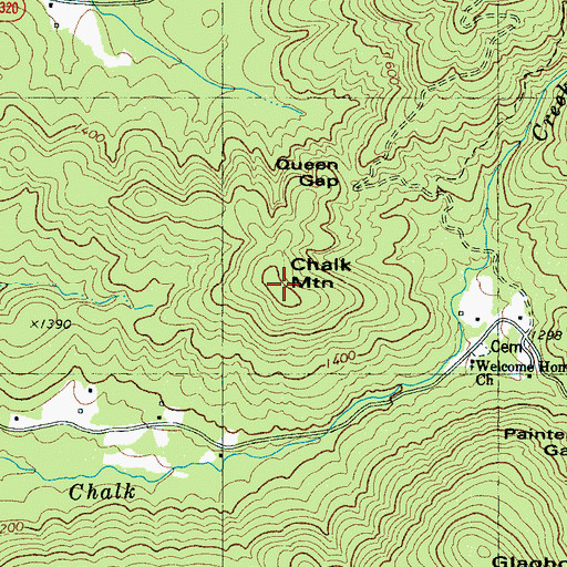 Topographic Map of Chalk Mountain, NC