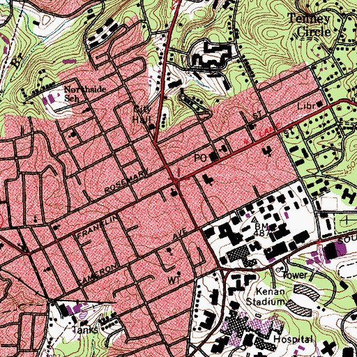 Topographic Map of Chapel Hill, NC