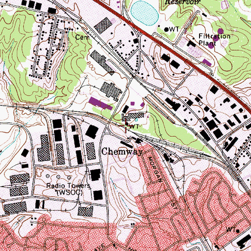 Topographic Map of Chemway, NC