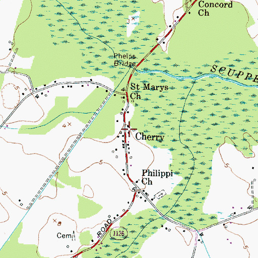 Topographic Map of Cherry, NC