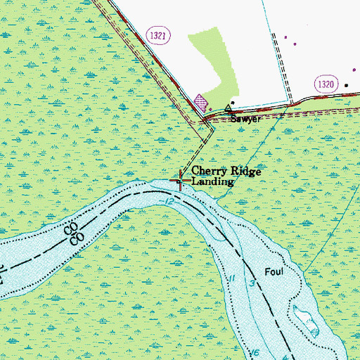 Topographic Map of Cherry Ridge Landing, NC