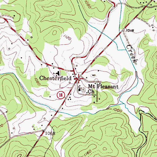 Topographic Map of Chesterfield, NC
