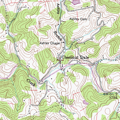 Topographic Map of Chestnut Dale, NC