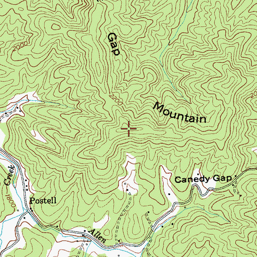 Topographic Map of Chestnut Gap Mountain, NC
