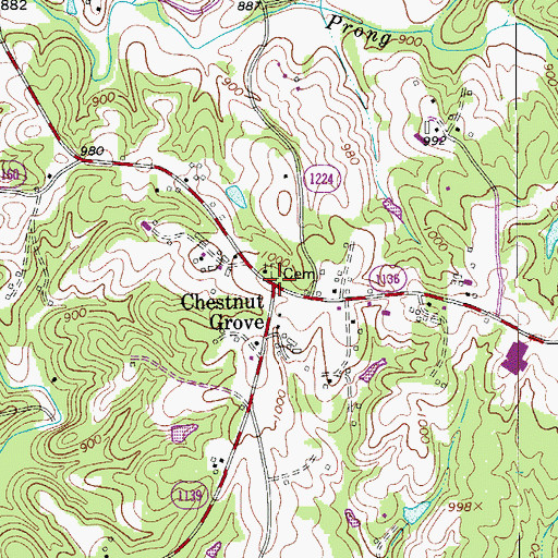 Topographic Map of Chestnut Grove, NC