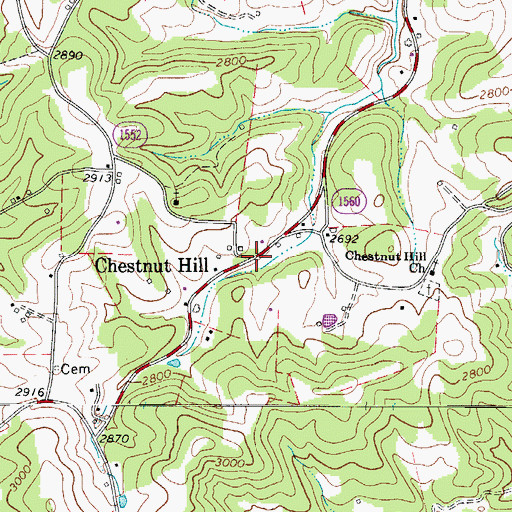 Topographic Map of Chestnut Hill, NC