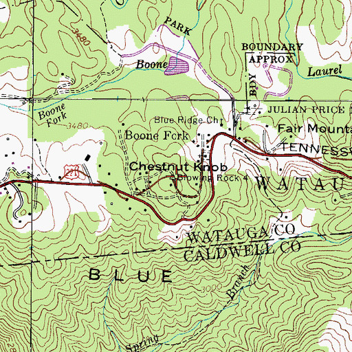 Topographic Map of Chestnut Knob, NC