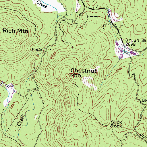 Topographic Map of Chestnut Mountain, NC