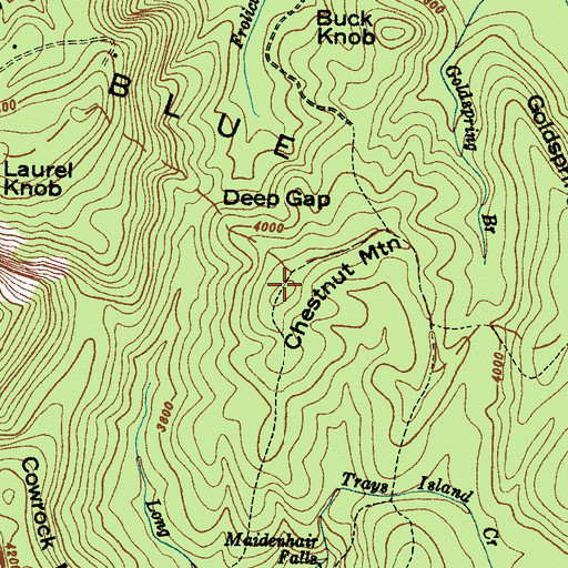 Topographic Map of Chestnut Mountain, NC