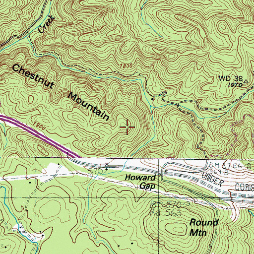 Topographic Map of Chestnut Mountain, NC