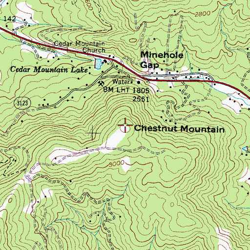 Topographic Map of Chestnut Mountain, NC