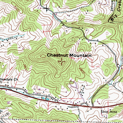 Topographic Map of Chestnut Mountain, NC