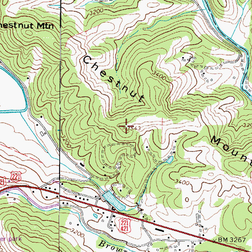 Topographic Map of Chestnut Mountain, NC