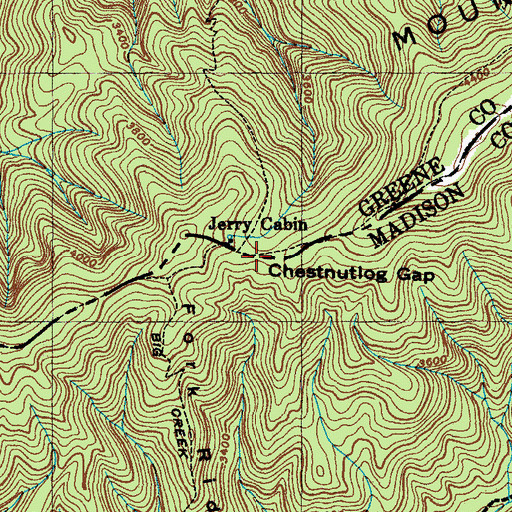 Topographic Map of Chestnutlog Gap, NC