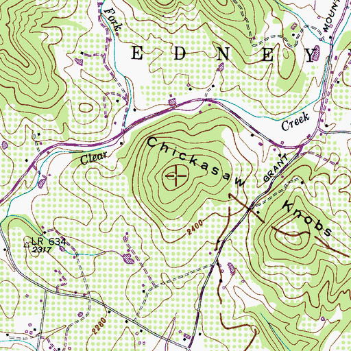 Topographic Map of Chickasaw Knobs, NC