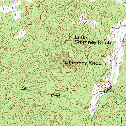 Topographic Map of Chimney Knob, NC