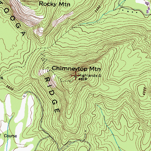 Topographic Map of Chimneytop Mountain, NC
