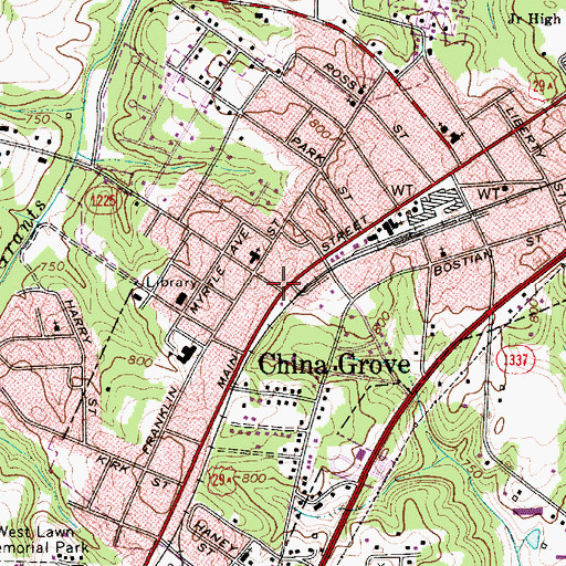 Topographic Map of China Grove, NC