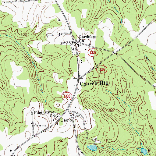 Topographic Map of Church Hill, NC
