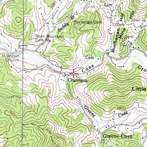 Topographic Map of Clarrissa, NC