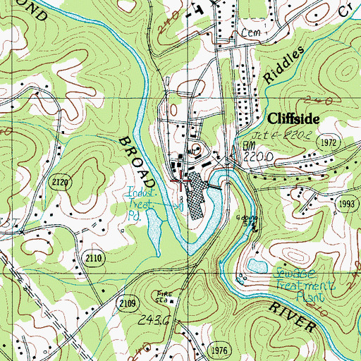 Topographic Map of Cliffside, NC