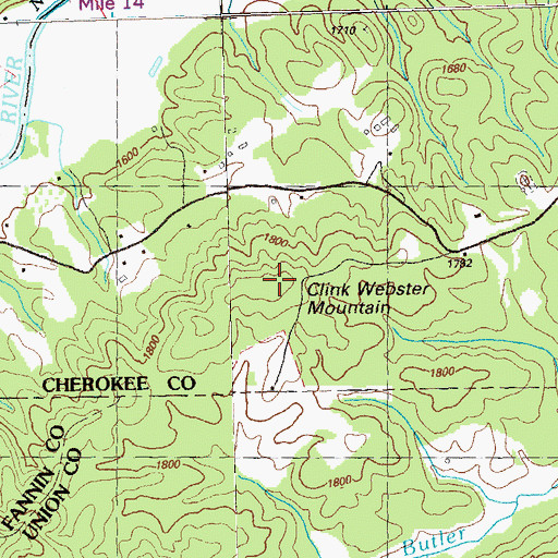 Topographic Map of Clink Webster Mountain, NC