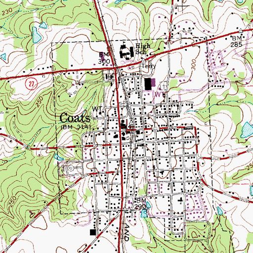 Topographic Map of Coats, NC