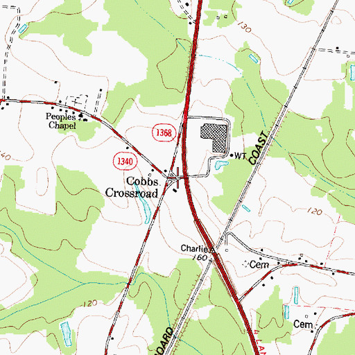 Topographic Map of Cobbs Crossroad, NC