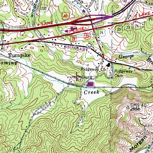 Topographic Map of Coburn, NC