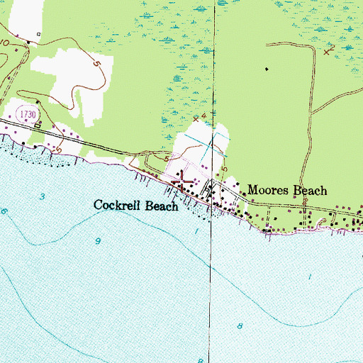 Topographic Map of Cockrell Beach, NC