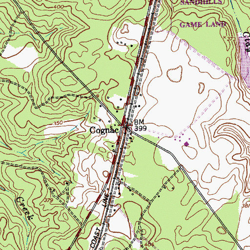 Topographic Map of Cognac, NC