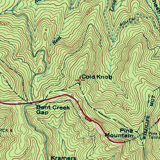Topographic Map of Cold Knob, NC