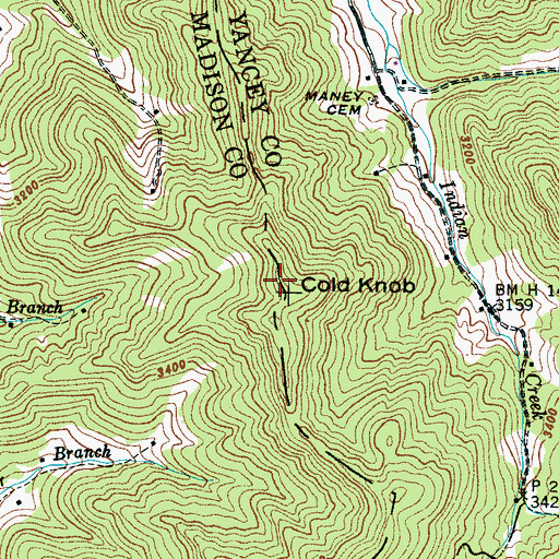 Topographic Map of Cold Knob, NC