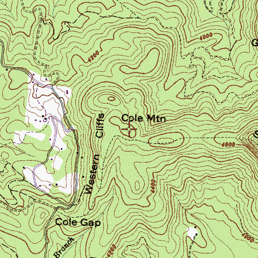 Topographic Map of Cole Mountain, NC